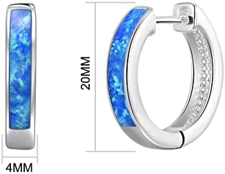 Blue Synthetic Opal Hoop Earrings