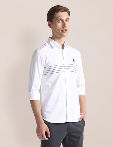 Image of U.S. Polo ASSN. Striped Regular Fit Cotton Shirts for Men - Full Sleeve Mens Casual Shirts