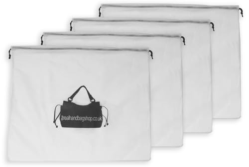 Catwalk Collection Handbags – 4 Sacche Antipolvere Grandi Per Borsa – Custodia In Tessuto Con Coulisse – Sacchetti per Calzature da Viaggio - Bianco