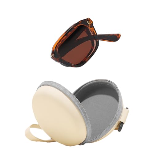J&L Glasses Polarized Folding Sunglasses Women Men Square Sunglasses Foldable Sunglasses UV400 Protection (Leopard/Brown)