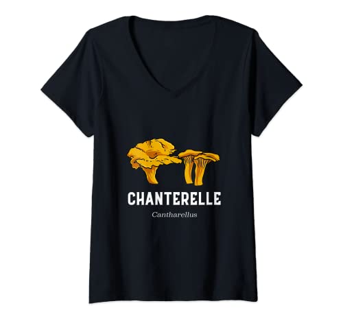 Mujer Regalo de micología para amantes de los hongos salvajes comestibles - Chanterelle Camiseta Cuello V