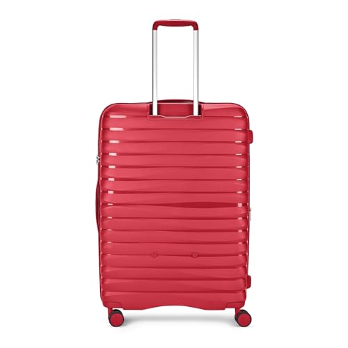 Image of Skybags Large Polypropylene Float Max Check-in Trolley Bag -, 76cms | Premium Hard-Sided Luggage for Travel with Smooth 8 Wheels Double Spinner & Flushed TSA Lock - Red