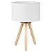 Tomons Wood Tripod Bedside Lamp, Simple Design with Soft Light for Bedroom Decorated in Warm and Cozy Ambience, Polyester White Fabric Lampshade, Packaged with 4W LED Bulb, Warm White Light, 39cm High