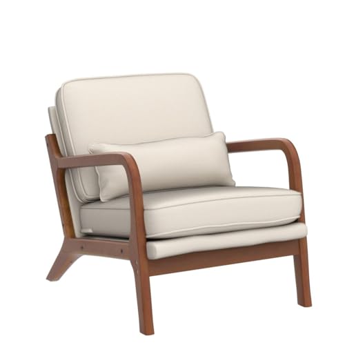 pazezog Accent Chair for Living Room, Mid-Century Modern Upholstered Armchair with Pillow,Reading Arm Chair,Comfy Accent Chair for Bedroom