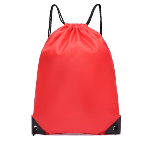 Kono Drawstring Gym Bags Unisex Sports Backpack Swimming Bag Large PE Bags Lightweight Daypack for Hiking Gym, Travel, Beach (Red)