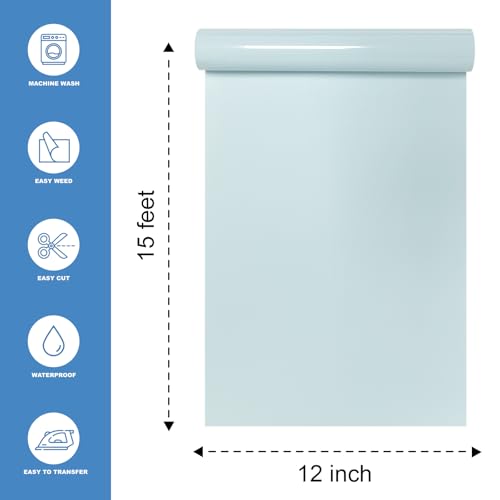 Image of Light Gray Heat Transfer Vinyl HTV Roll 12 inch x 15ft. | Easy to Cut, Weed & Transfer, Iron On Vinyl for Cricut, Silhouette Cameo & Other Craft Cutter Cutting Machine