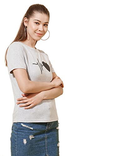 Image of Women Heart Printed Cotton Blended Top