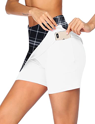 Ekouaer Women's Golf Skirts High Waisted Tennis Athletic Skorts Plaid Running Workout Skirts With Pockets, Plaid Small #TOP1