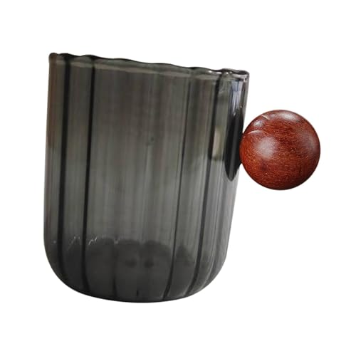 Glass Coffee Milk Mug with Anti Scald Wooden Handle for Hotel Office Camping Clear Black|Home & Garden|Kitchen Dining & Bar|Kitchen Tools & Gadgets|Measuring Cups & Spoons