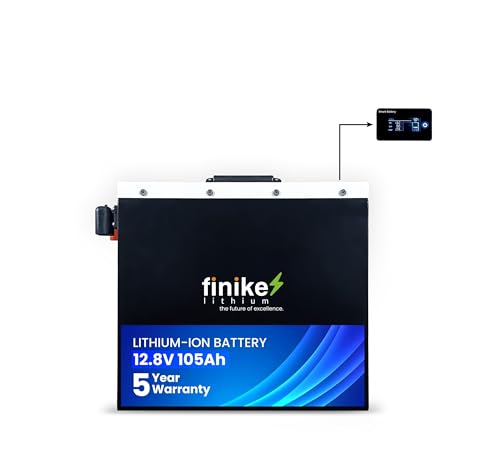 Image of Finike 12.8V 105Ah LiFePO4 Lithium Battery for Inverter with Smart Display & Inbuilt BMS | 1344Wh | Fast Charging | Long Backup | Works with All 12V Inverters | 5 Year Warranty
