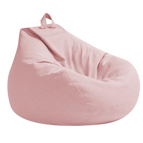 Highdi Puff Salon Infantil 70 x 80 CM Sin Relleno, Niños Puff Gamer - Algodón y Lino, Duradero y cómodo, Rosa Bean Bag Chair para Salón, Dormitorio y Sala de Juegos