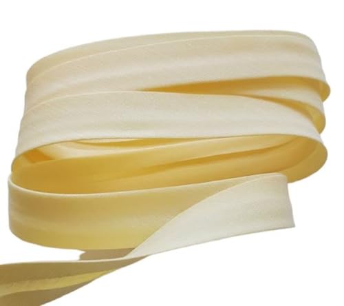 Ruban Biais Replié 20 mm Coton Polyester Vendu par 5 Mètres Coloris Jaune pâle
