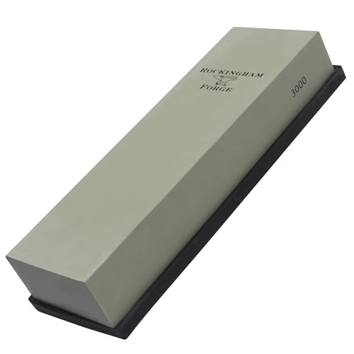 Rockingham Forge SUPERSHARP PRO Pietra per affilare grana fine 3000 - Pietra per affilare coltelli professionale con base antiscivolo, 24x8x4 cm - Affilacoltelli da cucina resistente