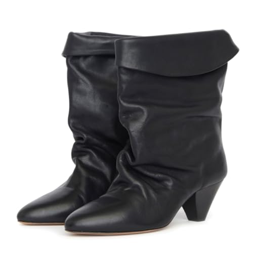 Women Slouchy Western Boots Suede Two-Toned Ankle Booties Almond Toe 2