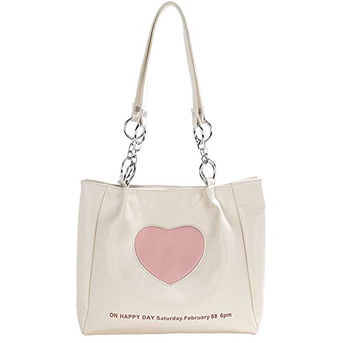 Cute Shoulder Bags for Women Girls Heart Soft Leather Shoulder Purse Shopping Bag Satchel Handbag for Work