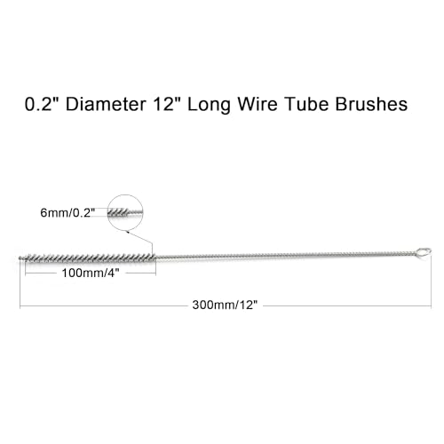 Image of Utoolmart Steel Wire Tube Brush 12 inch x 1 /4 inch Spiral Long Handle 10pcs