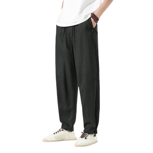 Men's Chinese Style Thin Drape Trendy Retro Cotton Linen Casual Pants