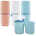 Oulesvte 3 Pezzi Porta Spazzolino e Dentifricio da Viaggio, Custodia in Plastica, Portatile, per Campeggio, Casa (3 Colori)