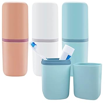 Oulesvte 3 Pezzi Porta Spazzolino e Dentifricio da Viaggio, Custodia in Plastica, Portatile, per Campeggio, Casa (3 Colori)