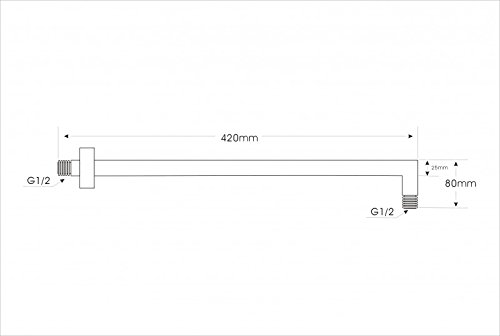 Bras de douche murale 2605 en laiton - 42 cm