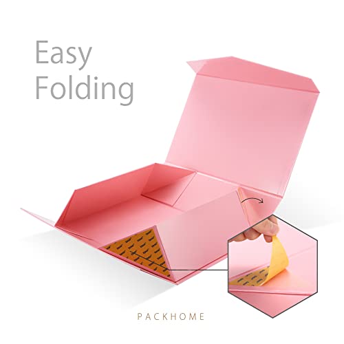 Packhome Gift Box 13.5X9X4.1 Inches, Large Gift Box With Lid, Bridesmaid Proposal Box, Sturdy Gift Box, Collapsible Gift Box With Magnetic Closure (Glossy Pink) #TOP4