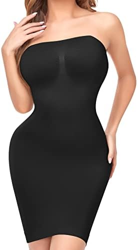 Women’s Strapless Shapewear Full Slip for Under Dresses Tummy Control Dresses Slip Body Shaper Seamless