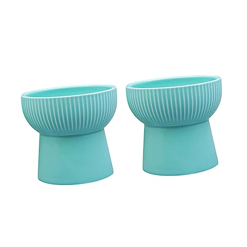 2個 セラミックドッグボウル セラミックボウル キャットフードボウル ペットセラミックフィーダー 背の高い足 猫の水入れ