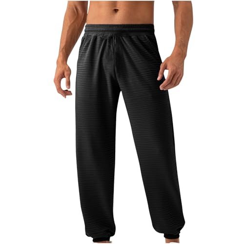 Men's Ribbed Casual Pants Lightweight Breathable Running Trouser Athletic Workout Yoga Pants Jogger Trousers