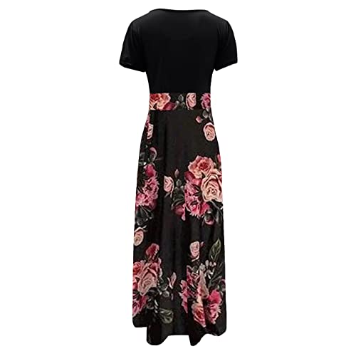 Vestidos femininos de manga curta floral para mulheres gola canoa camisa havaiana maxi vestidos long
