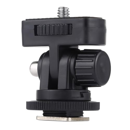 ZYWUOY Adaptateur de sabot à vis 1/4" avec angle réglable de 180° - Accessoire pour appareil photo reflex numérique - Flash LED - Noir