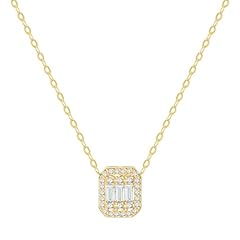 E Gold Rectangle Necklace