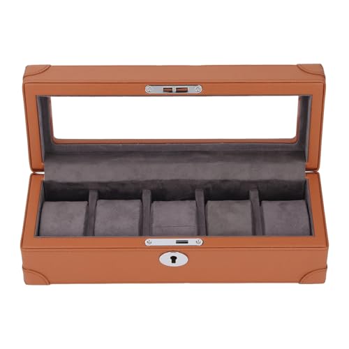Mire la Caja, Exquisito Soporte de Almacenamiento de Reloj Portátil de Lave Soft Lave Fining para Reloj Mecánico (BROWN)