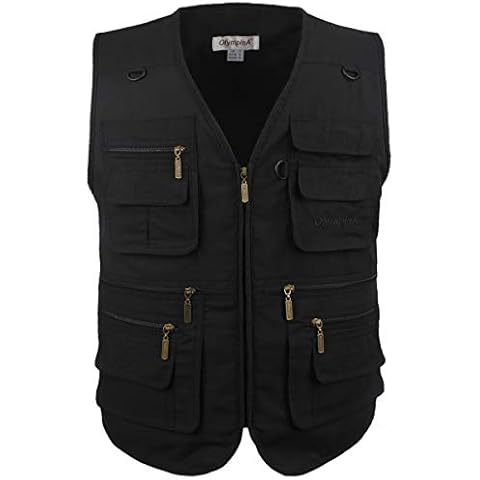 LUSI MADAM Men's Multi-Pockets Work Fishing Vest Cover