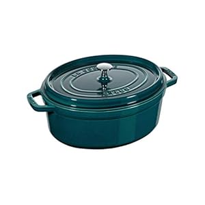 STAUB 1003842 Cast Iron Roaster/Cocotte, Oval 33 cm, 6.7 L, La Mer