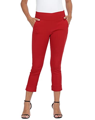 Image of HDE Pull On Capri Pants for Women with Pockets Elastic Waist Cropped Work Pants