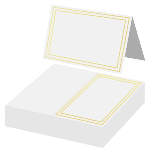 50 Pcs Premium Place Cards,2'&times;3.5'Table Place Cards with Gold Foil Border