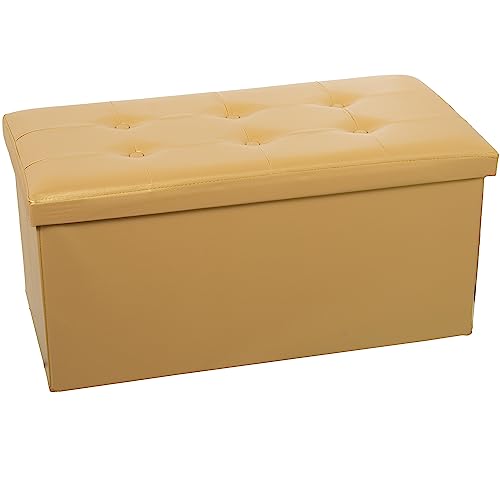 Pouf pliable polipiel doré coffre de rangement haut de gamme - 2