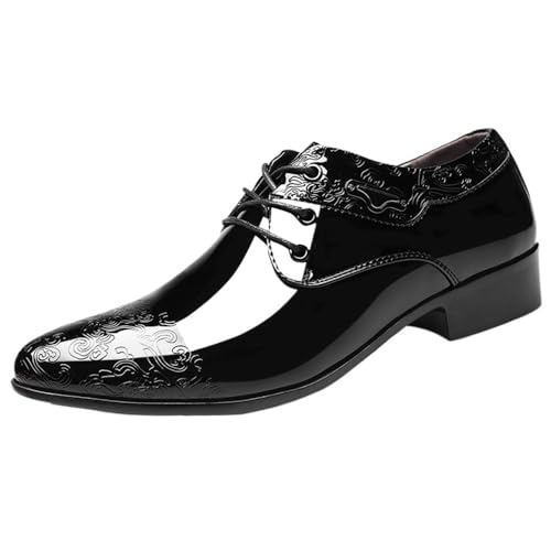 Mens Lace up Patent Leather Oxford Dress Shoes Business Office Formal Casual Large Size Breathable Comfortable Wedding Shoes