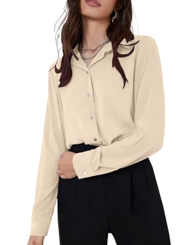Image of GRECIILOOKS Women's Oversized Fit Rayon Crop Top Shirt | Comfortable Rich Korean Button Down | Workwear Top for Office & Casual Outfit