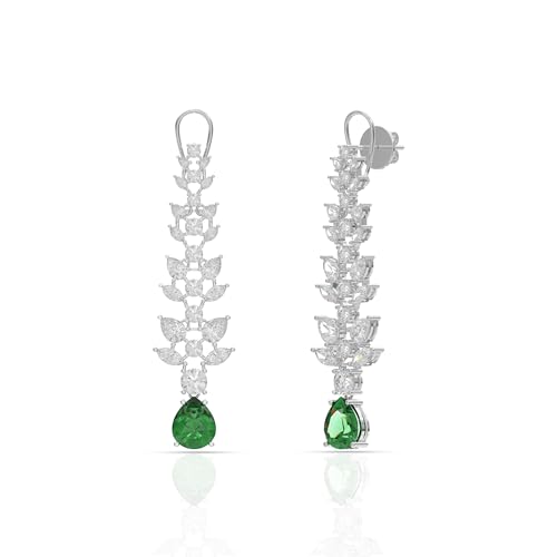Image of 925 Sterling Silver Dangle Earrings for Women | AAA Cubic Zirconia Silver Drop Earrings | Rhodium Plated Anti-Tarnish Hypoallergenic Jewellery | Lightweight Fashion Earrings | Birthday, Anniversary & Rakhi Gift