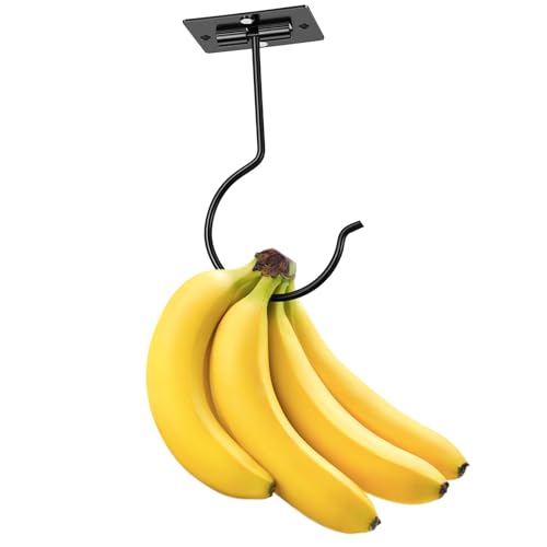 Sibba Under Cabinet Banana Hooks Self Adhesive Banana Hook Foldable Bananas Hanger Metal Counter Bananas Holder to Keep Fruit Fresh Heavy Duty Holder Stand for Home Kitchen Counter Space Saving