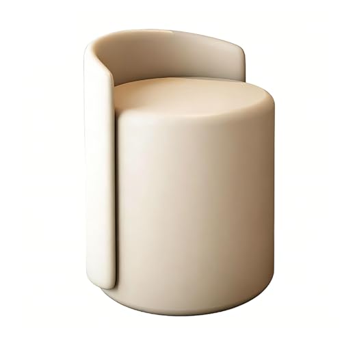 Moderna silla giratoria de 360°, elegante y cómoda, taburete redondo de maquillaje con respaldo bajo, versátil asiento de tocador para dormitorio y sala de estar (blanco, tamaño regular)