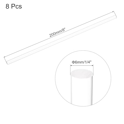Image of MECCANIXITY 8pcs Acrylic Round Rods 1 /4 inch x 8 inch Clear Acrylic Dowel Rods Sticks Plastic Sticks Strip for DIY Crafts Lighting Gardening Decoration - 6mm x 200mm