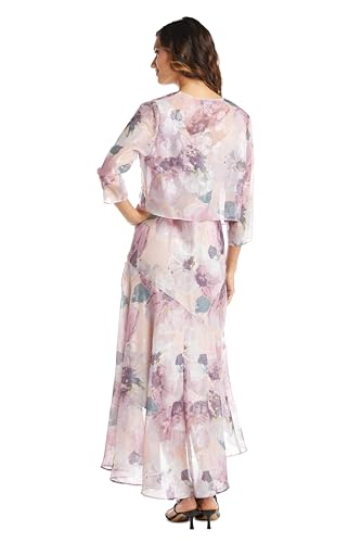 Elegant Blush High-Low Chiffon Jacket Dress for Effortless Sophistication by R&M Richards, Size 16 - Image 3