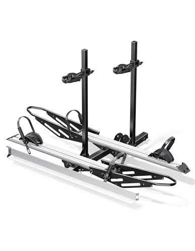 Young Hitch Mount Bike Rack with Ramp, 200 lbs. Capacity for 2 E-Bikes, Fat Tire and Standard, fits...