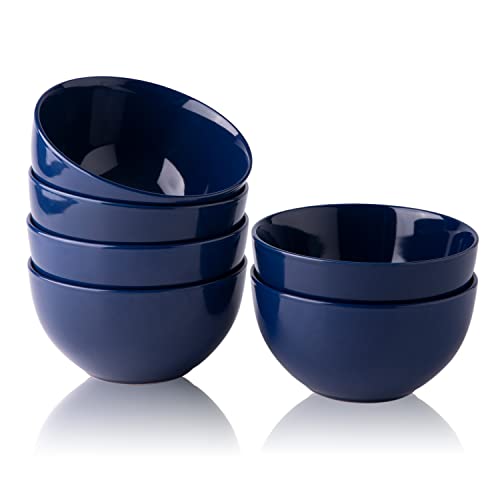 Amorarc Stoneware Cereal Bowls Set For Kitchen, 22Oz Ceramic Deep Soup Bowls Set Of 6, Blue Bowls Set For Breakfast, Lunch, Dinner. Microwave&Dishwasher Safe, Navy #TOP8