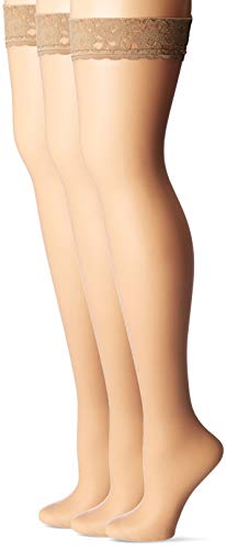 Hue Women's So Sexy French Lace Sheer Thigh Highs, Natural - 3 Pair Pack, 2 #TOP21