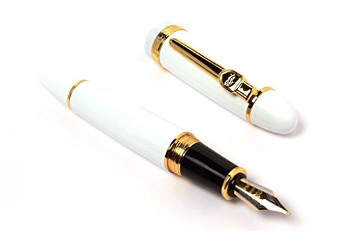 Image of EXCLUSIVE JINHAO 159 FOUNTAIN PEN SHINE WHITE MEDIUM NIB WITH GOLDEN TRIMS