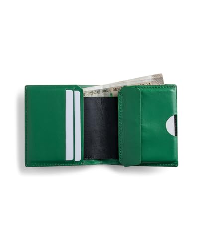 Image of DailyObjects Green Even Bi-Fold Wallet | Men | Premium Design | Full-Grain Leather | Gents Wallet Branded | Handcrafted | Guys | Card Holder | Dedicated Sleeve | Flap Pocket