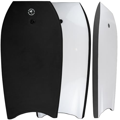 Ho Stevie! Pro Bodyboard - Built for Real Waves - Carbon Stringer, EPS Core, HDPE Slick Bottom (Black Top / White Bottom, 42